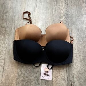 Black and Nude Strapless Bra Set